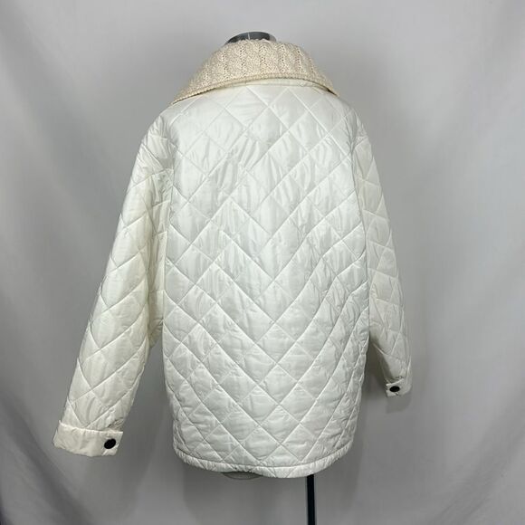 Prada White 3/4 Quilted/Knit Collar Jacket - Picture 3 of 9